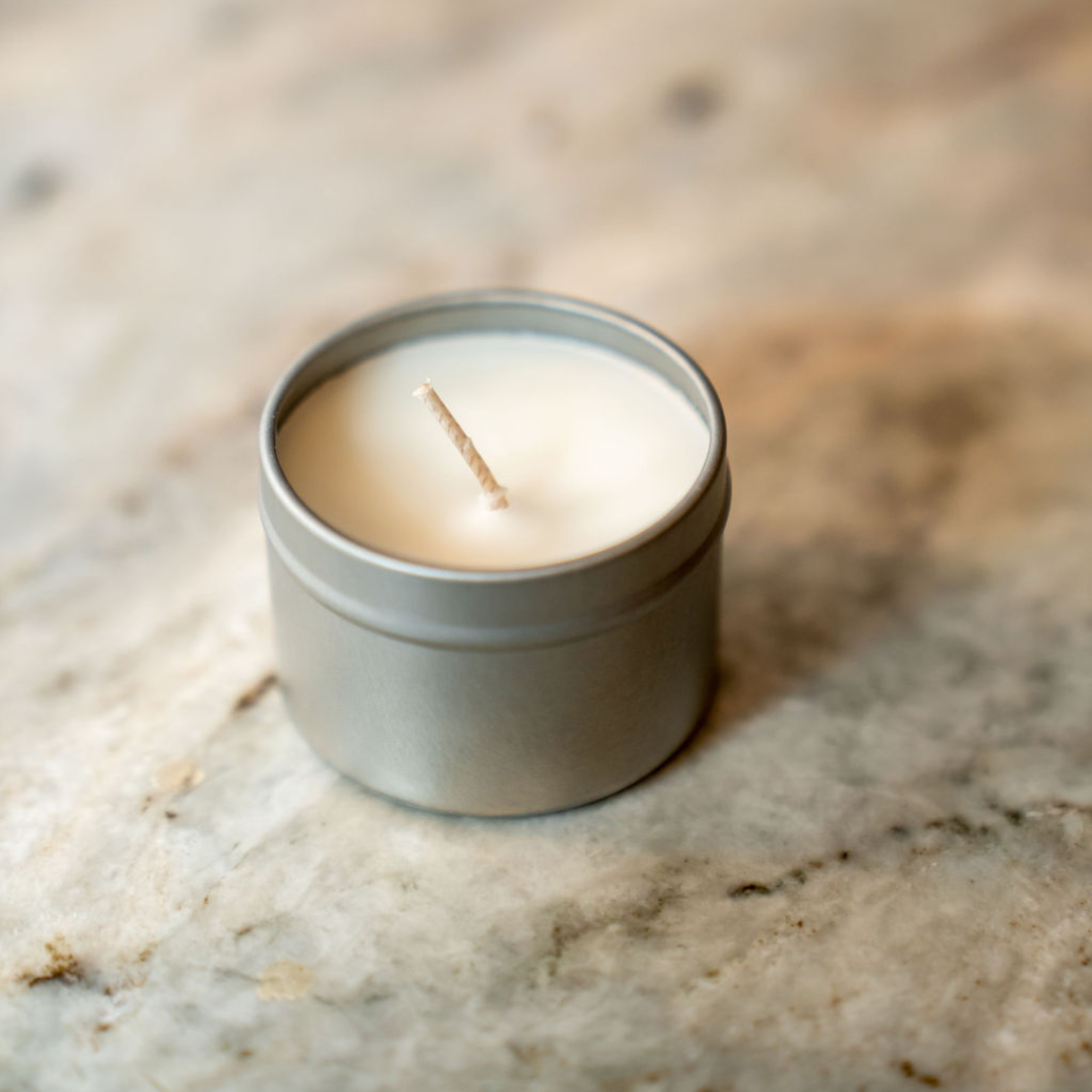 Silky Dreams - Linen, Jasmine, and Vanilla Scented Mini Tin Candle