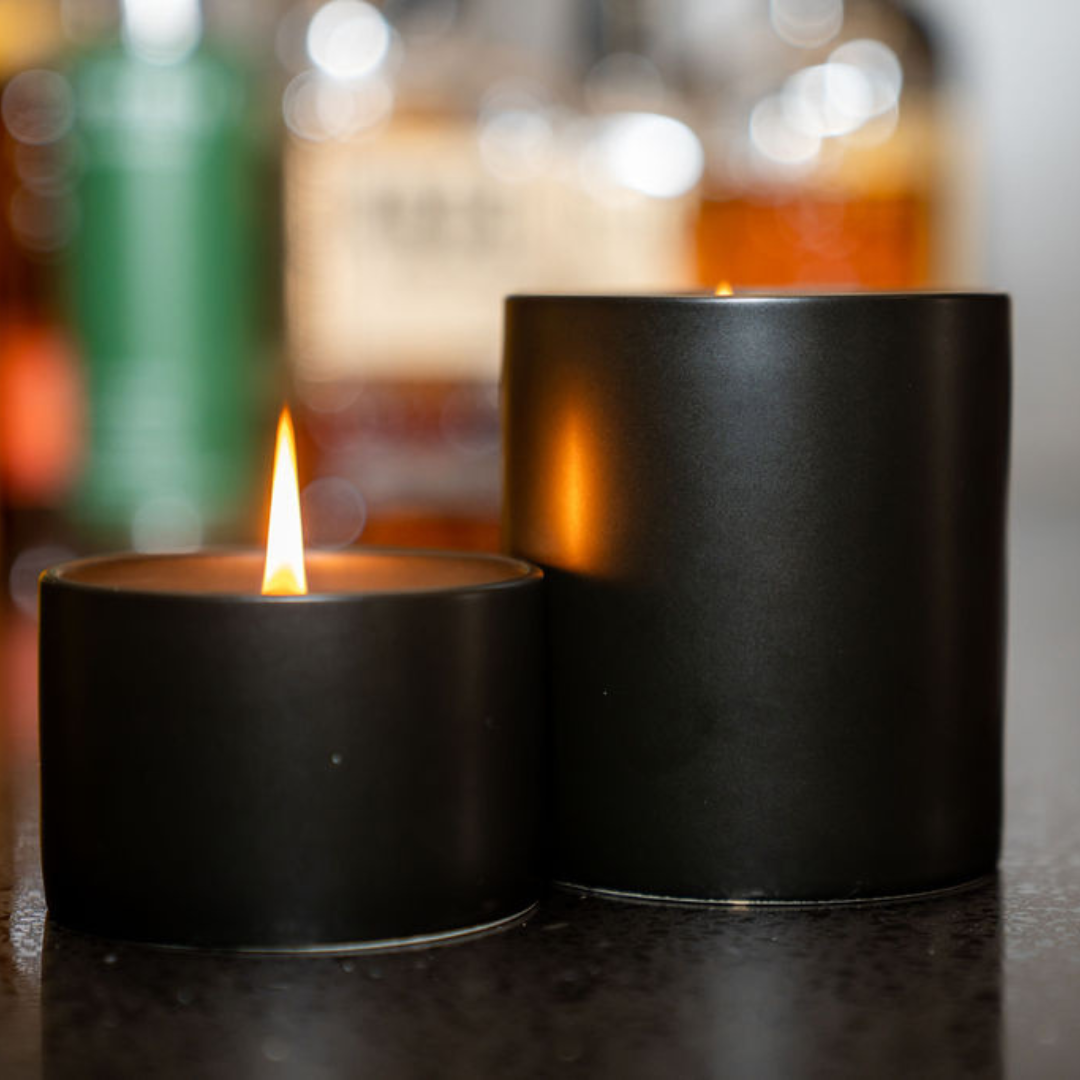 Carameliscious - Caramel and Popcorn Scented Coconut Wax Candle in Black Ceramic Tumbler (5 oz or 12 oz)